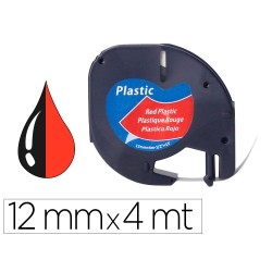 Cinta q-connect 12 mm x 4 m negro-rojo cosmico para maquina letratag