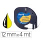 Cinta q-connect 12 mm x 4 m negro-hiperamarillo para maquina letratag