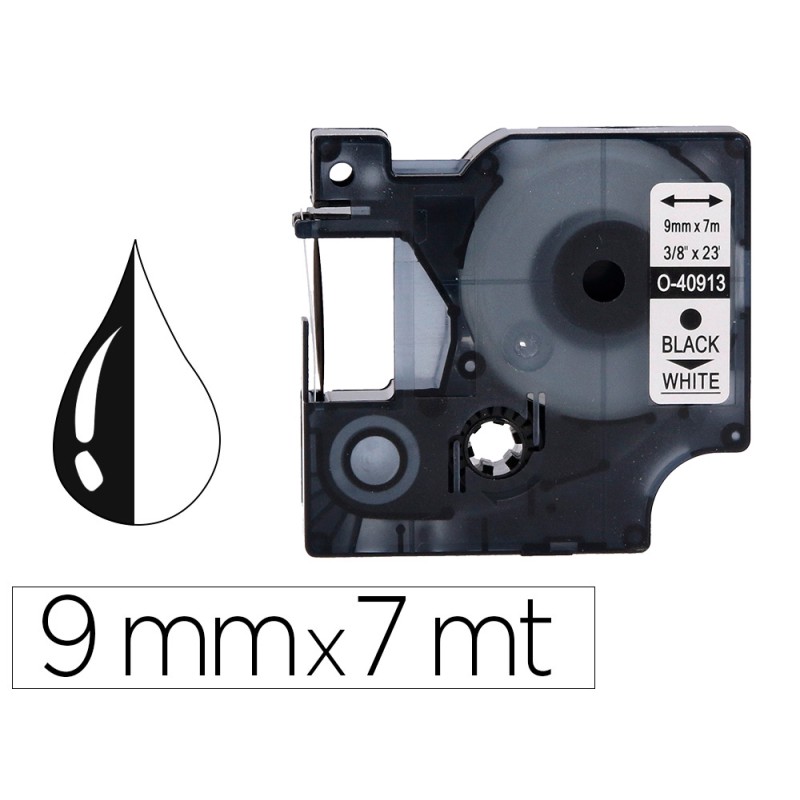 Cinta q-connect 1000 negro-blanco 9 mm x 7 m dymo