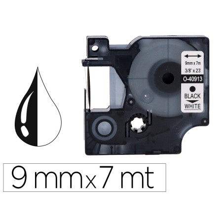 Cinta q-connect 1000 negro-blanco 9 mm x 7 m dymo