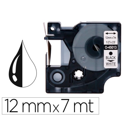 Cinta q-connect 1000 negro-blanco 12 mm x 7 m dymo