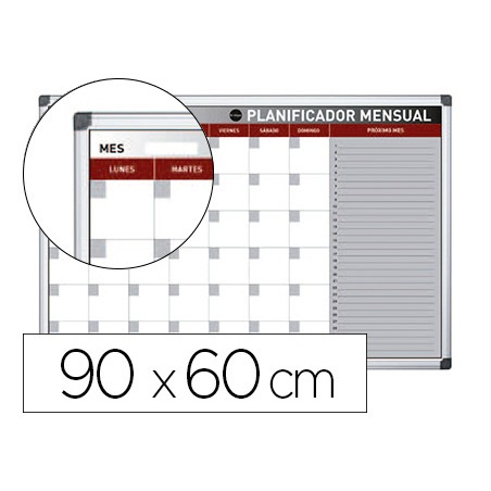 Planning magnetico bi-office mensual lacado marco aluminio rotulable 90x60 cm