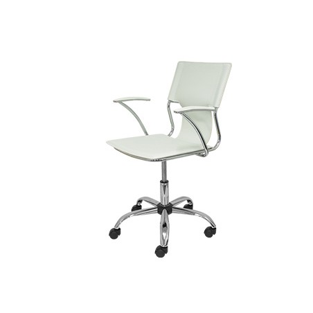 Silla giratoria pyc respaldo medio regulable en altura similpiel blanca 860+90x480x440 mm