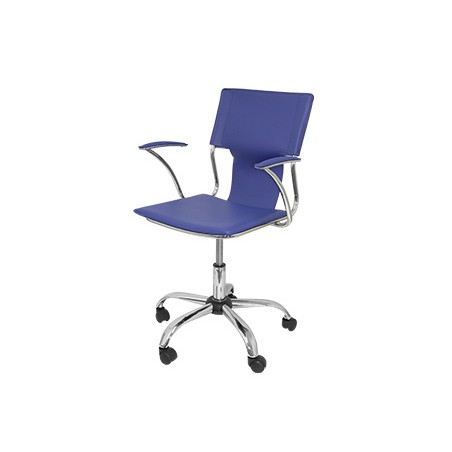 Silla giratoria pyc respaldo medio regulable en altura similpiel azul 860+90x480x440 mm