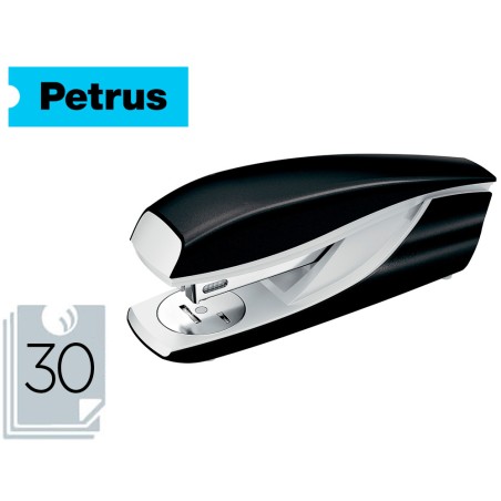 Grapadora petrus 635 wow negra metalizada capacidad 30 hojas