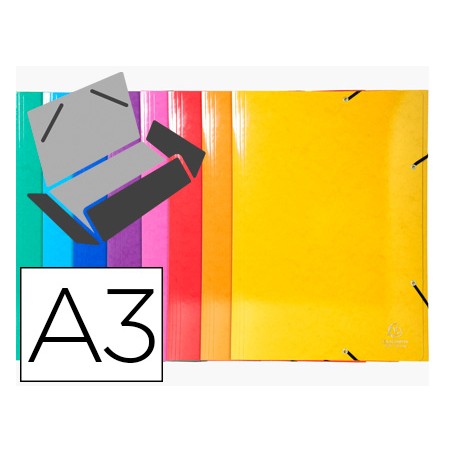 10 Unidades - Carpeta exacompta iderama gomas carton 600 gr tres solapas din a3 colores surtidos