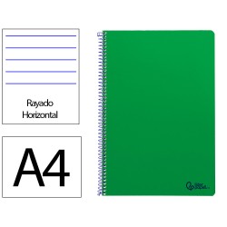 Cuaderno espiral liderpapel a4 smart tapa blanda 80h 75gr rayado horizontal con margen color verde