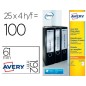 Etiqueta adhesiva avery permanente blanca 61x192 mm para lomo archivador laser caja de 100 unidades Etiqueta adhesiva avery permanente blanca 61x192 mm para lomo archivador laser caja de 100 unidades