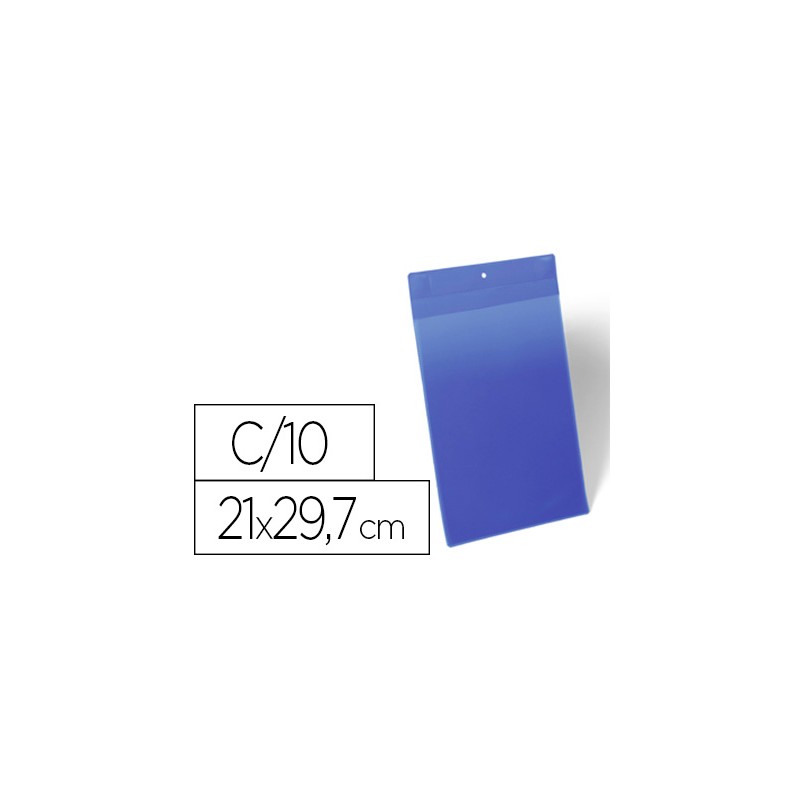 Funda durable magnetica 210x297 mm plastico azul ventana transparente pack de 10 unidades
