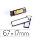 25 Unidades - Identificador portanombre clip card durable pvc con iman y efecto lupa color negro 67x17 mm