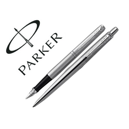 Juego parker duo jotter acero ct boligrafo + pluma