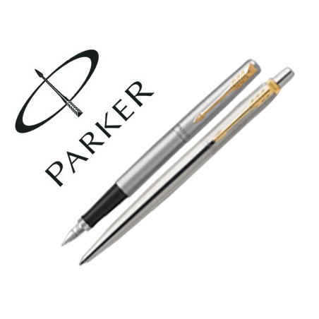 Juego parker duo jotter acero gt boligrafo + pluma