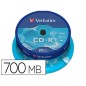 Cd-r verbatim capacidad 700mb velocidad 52x 80 min tarrina de 25 unidades