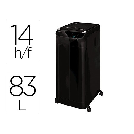 Destructora de documentos fellowes automax 600m capacidad de hojas 600 seguridad p5 clips y tarjetas