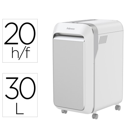 Destructora de documentos fellowes lx221 capacidad de corte 20h seguridad p5 clips grapas y tarjetas 30l blanca