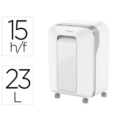 Destructora de documentos fellowes lx201 capacidad de 12 h seguridad p5 clips grapas y tarjetas 23l blanca