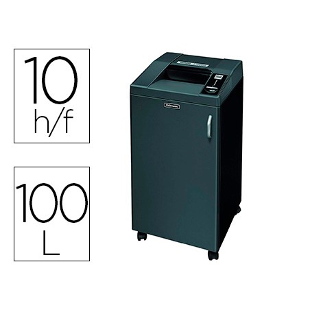 Destructora de documentos fellowes 3250mc capacidad de corte 10 hojas seguridad p6 papelera 100 l