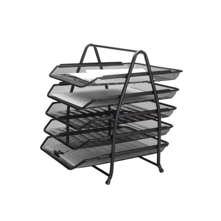 Bandeja sobremesa metalica q-connect kf18474 rejilla negro 5 bandejas movibles 350x275x375 mm
