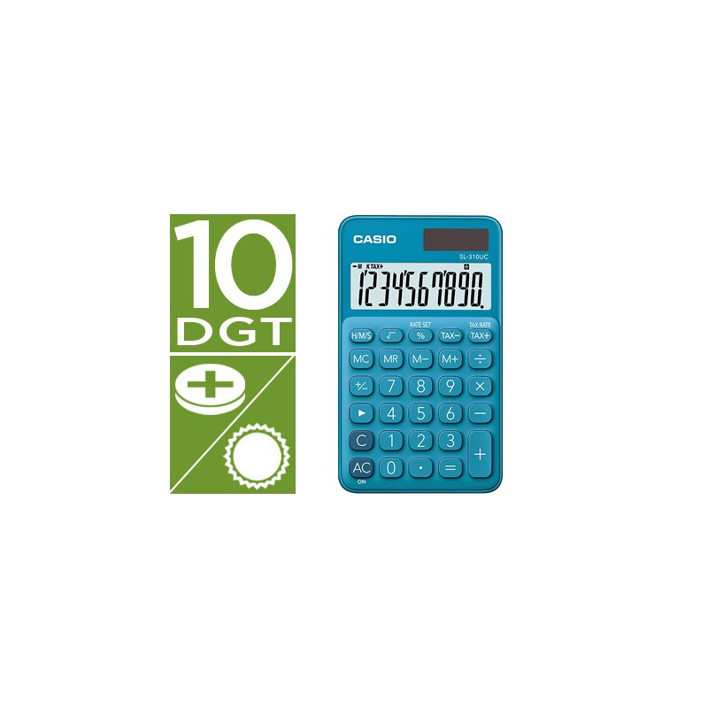 Calculadora casio sl-310uc-bu bolsillo 10 digitos tax +/- tecla color azul