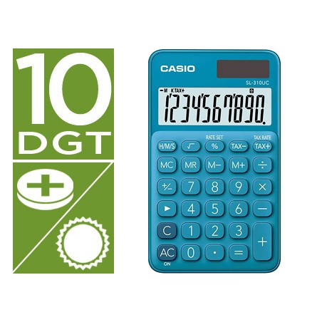 Calculadora casio sl-310uc-bu bolsillo 10 digitos tax +/- tecla color azul