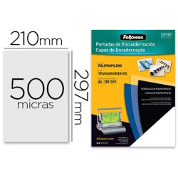 Tapa de encuadernacion fellowes din a4 polipropileno transparente 450 micras pack de 100 unidades