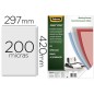 Tapa de encuadernacion fellowes din a3 pvc transparente cristal 200 micras pack de 100 unidades