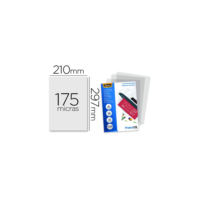 Bolsa de plastificar fellowes brillo din a4 175 mc pack 100 unidades