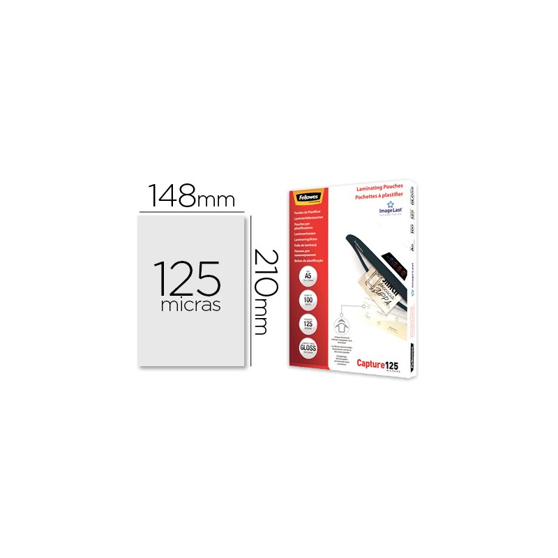 Bolsa de plastificar fellowes brillo din a5 125 mc pack 100 unidades