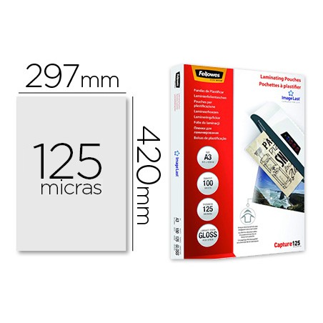 Bolsa de plastificar fellowes brillo din a3 125 mc pack de 100 unidades