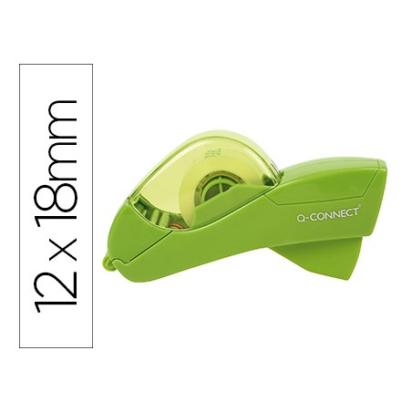 Portarrollo q-connect automatico plastico para cintas de 12 y 19 mm color verde incluye 2 cintas