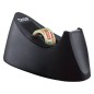 Portarrollo sobremesa tesa plastico easy cut curve negro para cinta de 33 m x19 mm + 1 cinta tesafilm transparente