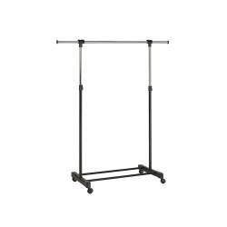 Perchero unilux extensible con 4 ruedas giratorias ajustable altura negro/cromado 80/150 x