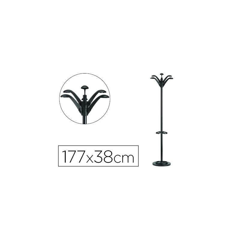 Perchero metalico unilux flora pie 6 colgadores con paraguero y bandeja goteo negro 177x38 cm Perchero metalico unilux flora pie 6 colgadores con paraguero y bandeja goteo negro 177x38 cm