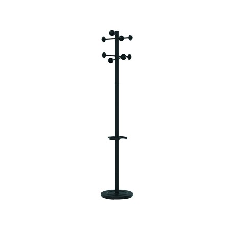 Perchero metalico unilux accueil pie 8 colgadores con paraguero y bandeja goteo negro 177x38 cm