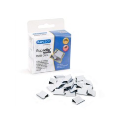 Clips de recarga rapesco capacidad 40 hojas color blanco caja de 100 unidades