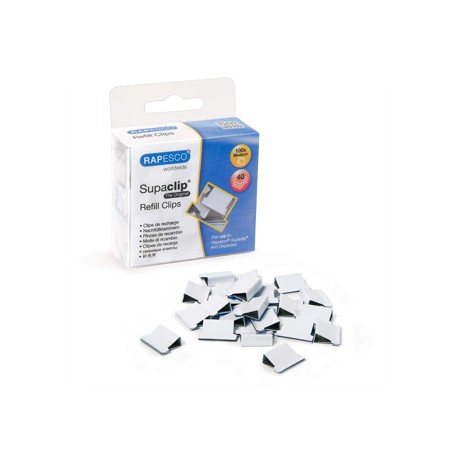 Clips de recarga rapesco capacidad 40 hojas color blanco caja de 100 unidades
