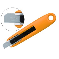 Cortador de seguridad olfa cuchilla ancha 12,5mm formato compacto con cuerpo de acero inoxidable