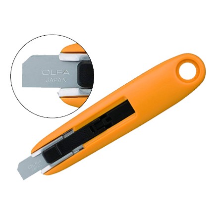 Cortador de seguridad olfa cuchilla ancha 12,5mm formato compacto con cuerpo de acero inoxidable