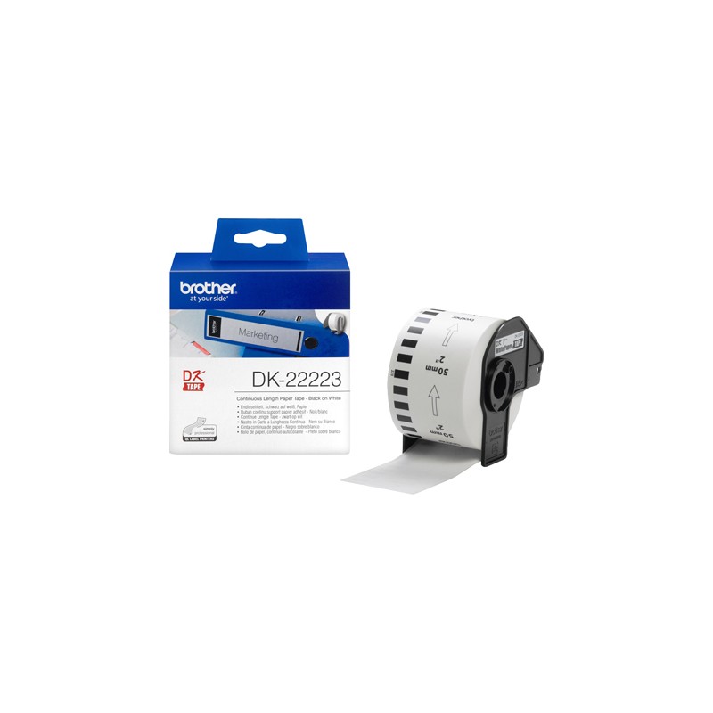 Etiqueta brother dk22223 cinta papel continuo adhesiva removible blanca 50 mm x 30,48 m Etiqueta brother dk22223 cinta papel continuo adhesiva removible blanca 50 mm x 30,48 m