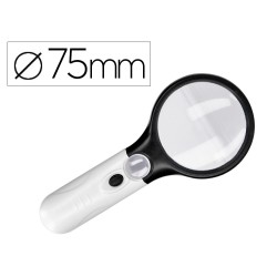 Lupa q-connect electrica aro abs 75 mm 3 aumentos 3 bombillas led lente 70 mm