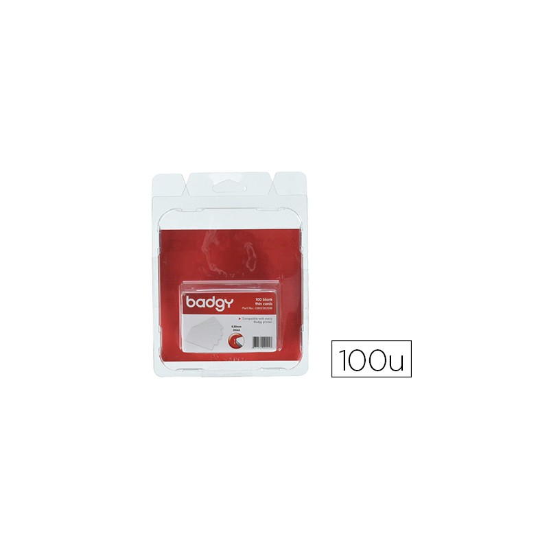 Tarjeta pvc para impresora badgy grosor 0,50 mm pack de 100 unidades