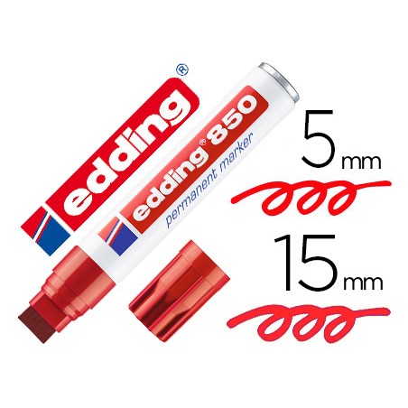 Rotulador edding marcador permanente 850 rojo punta biselada 5-15 mm recargable