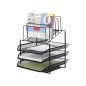 Bandeja clasificadora sobres q-connect kf17296 metalica rejilla negra 3 bandejas 300x350x420 mm