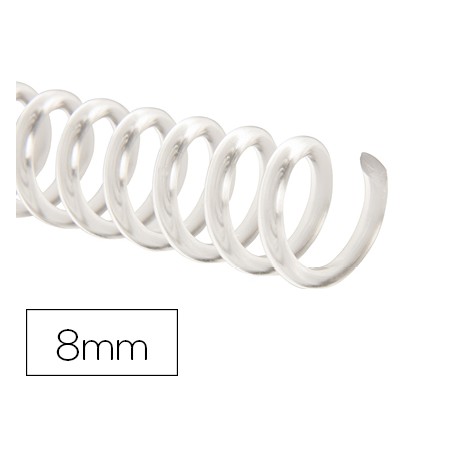 Espiral plastico q-connect transparente 32 5:1 8mm 1,8mm caja de 100 unidades