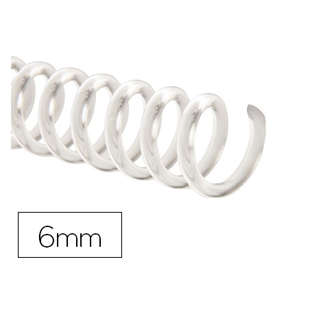 Espiral plastico q-connect transparente 32 5:1 6mm 1,8mm caja de 100 unidades