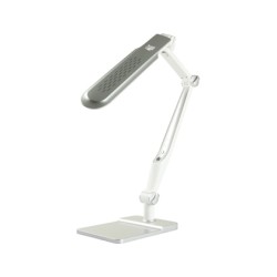 Lampara de escritorio q-connect led 9w 550 lm tactil 3 niveles color brazo y base oscilantes plateado