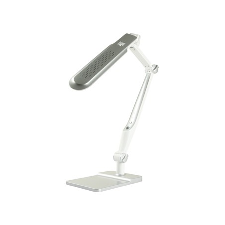 Lampara de escritorio q-connect led 9w 550 lm tactil 3 niveles color brazo y base oscilantes plateado