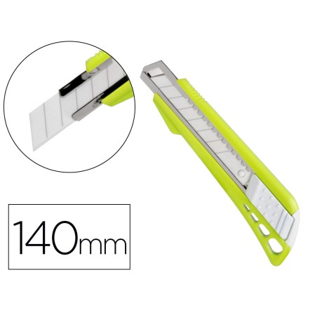 Cuter q-connect plastico ancho con guia metalica cuchilla ceramica 18 mm xd-43 blister 1 unidad