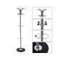 Perchero metalico q-connect gris de pie 10 colgadores y paraguero 174x40cm