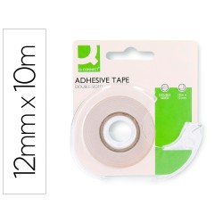 Cinta adhesiva q-connect doble cara 10 m x 12 mm en portarrollos
